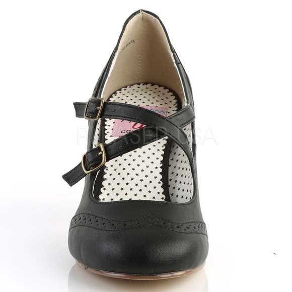 Flapper-35 Black Cross Strap Vintage Inspired Pump - Picture 4 of 6
